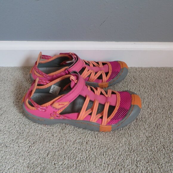 Jambu Youth Girls Water Sandals Size 4 Velcro Pink/Fuchsia/Coral/Gray Mary Jane - Picture 2 of 11